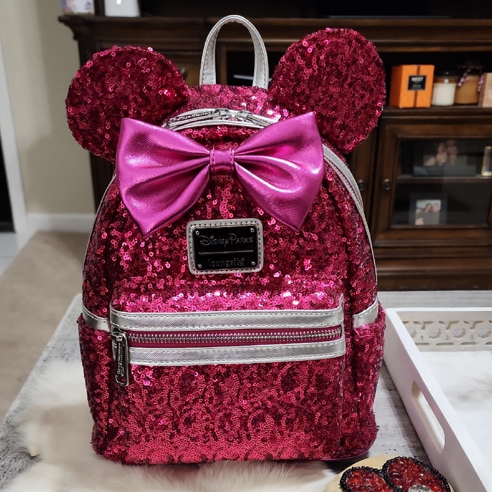 Rare Disney Loungefly Imagination Pink Minnie Mouse Mini Backpack